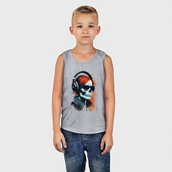 Майка детская хлопок Grunge redhead girl skull, цвет: меланж — фото 2