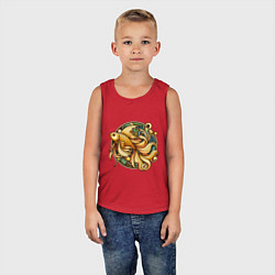 Майка детская хлопок Золотая рыбка исполняет желания, цвет: красный — фото 2