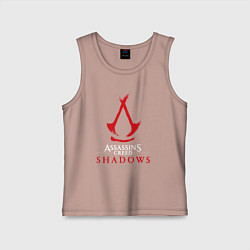 Майка детская хлопок Assassins creed shadows logo, цвет: пыльно-розовый