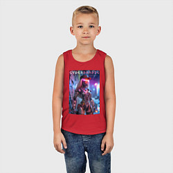 Майка детская хлопок Cyber Barbie - neon glow fantasy, цвет: красный — фото 2