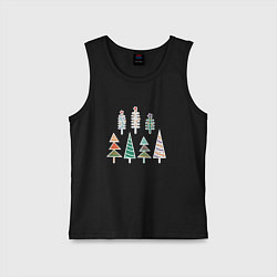 Майка детская хлопок Ёлки, цвет: черный