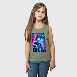 Майка детская хлопок Minecraft and Cyberpunk collaboration - ai art neo, цвет: авокадо — фото 2