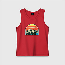 Майка детская хлопок Медведь и горы, цвет: красный