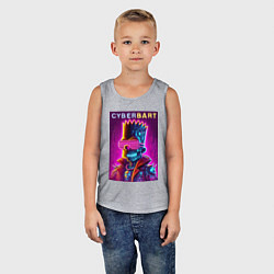 Майка детская хлопок Cyber Bart - neon glow ai art fantasy, цвет: меланж — фото 2