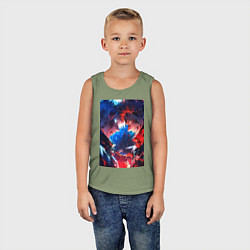 Майка детская хлопок Магическая битва Сатору Годзё Сукуна Рёмэн, цвет: авокадо — фото 2