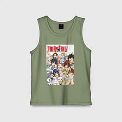 Майка детская хлопок Хвост Феи Нацу Драгнил убийца драконов, цвет: авокадо