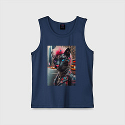 Майка детская хлопок Голубоглазая пантера модница из Нью-Йорка - нейрос, цвет: тёмно-синий