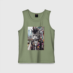 Майка детская хлопок Нью-Йоркский панк музыкант - нейросеть, цвет: авокадо