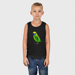Майка детская хлопок Зеленый попугай, цвет: черный — фото 2