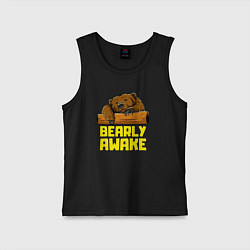 Майка детская хлопок Bearly awake, цвет: черный