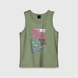 Майка детская хлопок Оставайся живым, цвет: авокадо