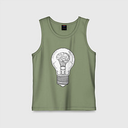 Майка детская хлопок Мозг и лампочка, цвет: авокадо