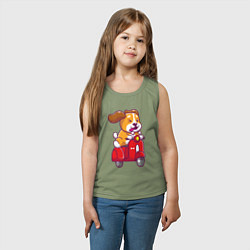 Майка детская хлопок Пёсик на мотороллере, цвет: авокадо — фото 2