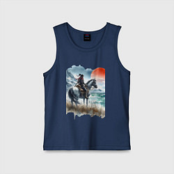 Майка детская хлопок Японский самурай на коне - нейросеть, цвет: тёмно-синий