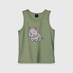 Майка детская хлопок Весёлый носорог, цвет: авокадо