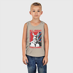 Майка детская хлопок Моя геройская академия All Might pease symbol, цвет: миндальный — фото 2