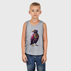 Майка детская хлопок Ворона увешанная украшениями, цвет: меланж — фото 2