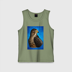 Майка детская хлопок Портрет футбольного сокола, цвет: авокадо