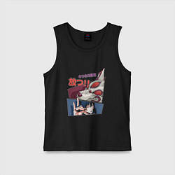 Майка детская хлопок Человек-бензопила Аки Хаякава Aki Hayakawa лис, цвет: черный