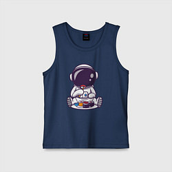 Майка детская хлопок Астронавт ест суши, цвет: тёмно-синий