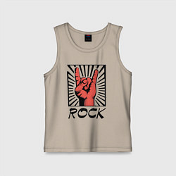 Майка детская хлопок Rock - жест коза, цвет: миндальный