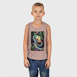 Майка детская хлопок Змея в зелени, цвет: пыльно-розовый — фото 2