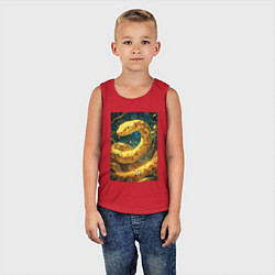 Майка детская хлопок Золотая змея, цвет: красный — фото 2