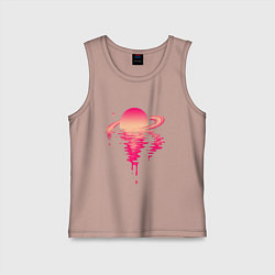 Майка детская хлопок Вечер на Сатурне, цвет: пыльно-розовый