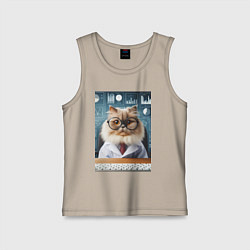 Детская майка Кот аналитик - нейроарт