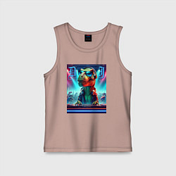 Майка детская хлопок Cool tyrannosaur DJ - ai art, цвет: пыльно-розовый