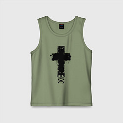 Майка детская хлопок Стильный крест - с черепом, цвет: авокадо