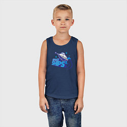 Майка детская хлопок Космические корабли, цвет: тёмно-синий — фото 2