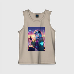 Майка детская хлопок Кибер Марин - коллаба, цвет: миндальный