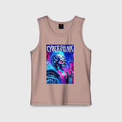 Майка детская хлопок Neon punk skeleton - ai art fantasy, цвет: пыльно-розовый