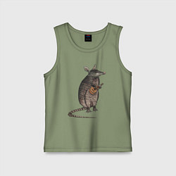 Майка детская хлопок Броненосец с укулеле, цвет: авокадо