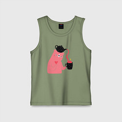 Майка детская хлопок Мишкин чай, цвет: авокадо