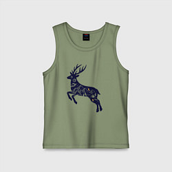 Майка детская хлопок Космический олень, цвет: авокадо