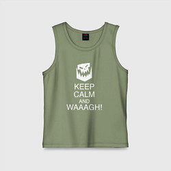 Майка детская хлопок Warhammer keep calm and waaagh, цвет: авокадо