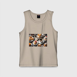 Майка детская хлопок Кофе и пирожные, цвет: миндальный