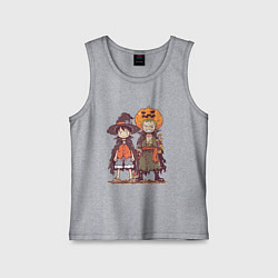 Майка детская хлопок Luffy и Zoro в хэлуинском костюме, цвет: меланж