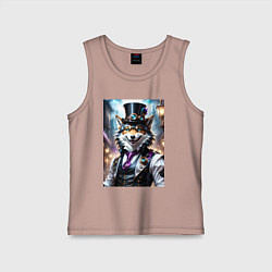 Майка детская хлопок Стимпанк волк, цвет: пыльно-розовый