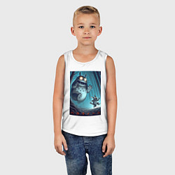 Майка детская хлопок Тоторо гонится за лесным длинноухим котом - хэллоу, цвет: белый — фото 2