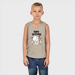 Майка детская хлопок С днём рождения - котэ, цвет: миндальный — фото 2