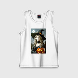 Детская майка Ведьма держит тыкву - хэллоуин