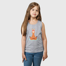 Майка детская хлопок Лама в позе лотоса занимается йогой, цвет: меланж — фото 2