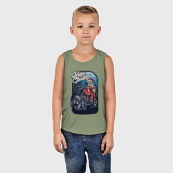 Майка детская хлопок Santa Biker, цвет: авокадо — фото 2