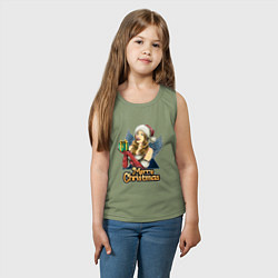 Майка детская хлопок Снегурочка с подарком, цвет: авокадо — фото 2