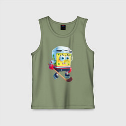 Майка детская хлопок Губка Боб хоккейный нападающий - нейроарт, цвет: авокадо