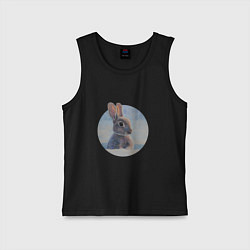 Майка детская хлопок Зимний зайка, цвет: черный