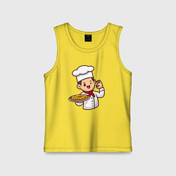 Майка детская хлопок Поварёнок с пиццей, цвет: желтый